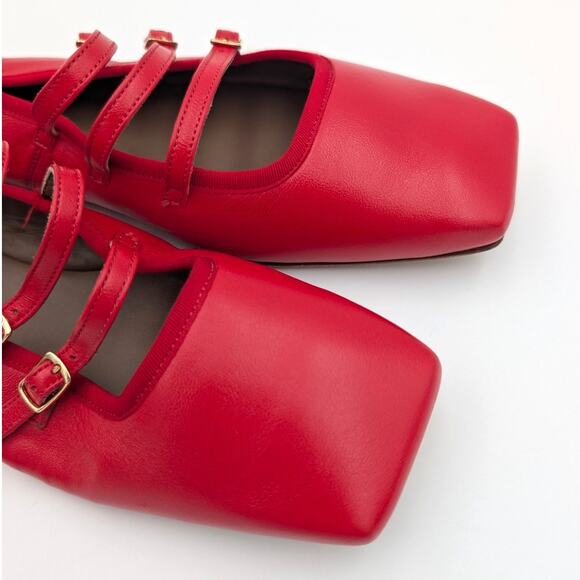 Mansur Gavriel Square Toe Mary Jane Ballerina Flat Women's Red Size US9 EU39.5 - Picture 13 of 14